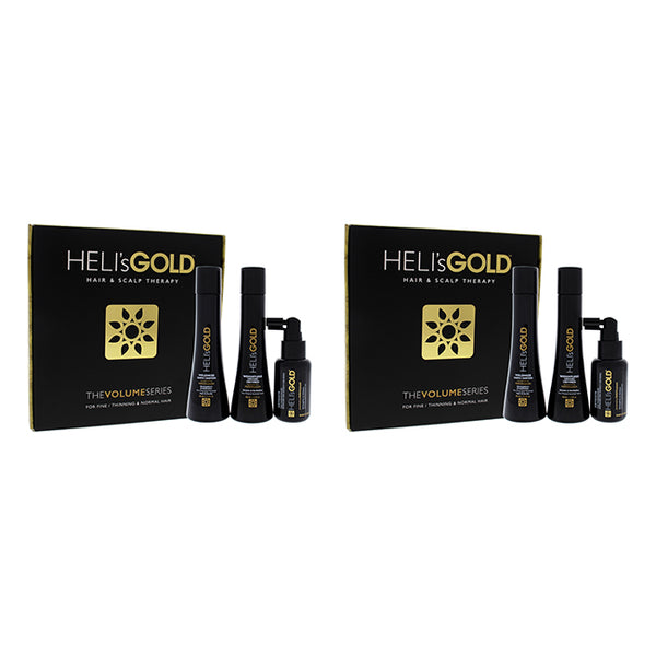 Helis Gold Volume Series Travel Kit by Helis Gold for Unisex - 3 Pc 3.3oz Weightless Conditioner, 3.3oz Volumize Shampoo, 1.7oz Antidote Scalp and Hair Revitalizer - Pack of 2