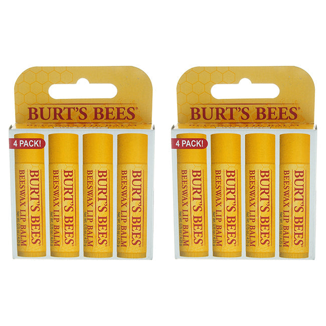 Burts Bees Beeswax Lip Balm Pack by Burts Bees for Unisex - 4 x 0.15 oz Lip Balm - Pack of 2