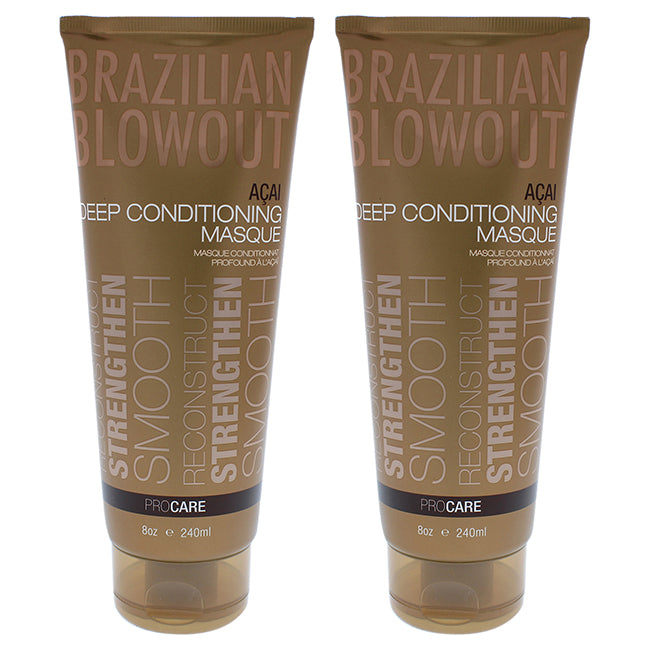 Brazilian Blowout Acai Deep Conditioning Masque by Brazilian Blowout for Unisex - 8 oz Masque - Pack of 2