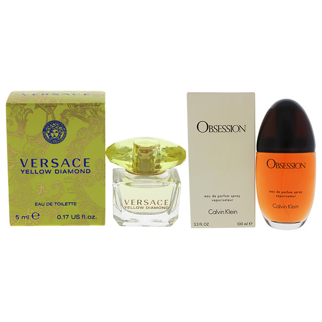 Various Designers Versace Yellow Diamond and Obsession Kit by Various Designers for Women - 2 Pc Kit 0.17oz EDT Splash (Mini), 3.3oz EDP Spray