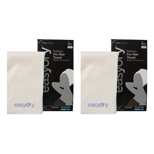 Easydry Premium Logo Hair Towels - White by Easydry for Unisex - 1 Pc Towel - Pack of 2