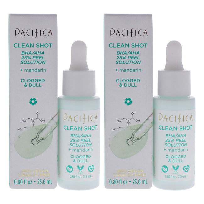 Pacifica Clean Shot BHA-AHA 25 Percent Peel Solution by Pacifica for Unisex - 0.8 oz Treatment - Pack of 2