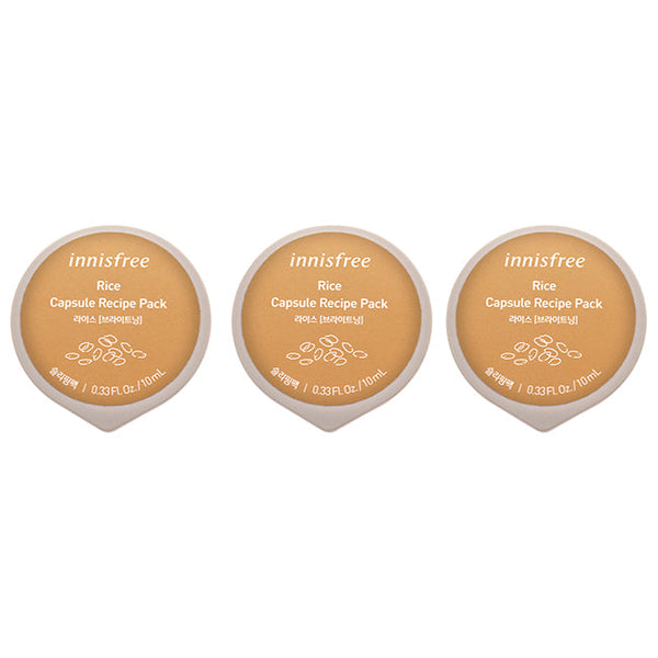 Innisfree Capsule Recipe Pack Mask - Rice by Innisfree for Unisex - 0.33 oz Mask - Pack of 3