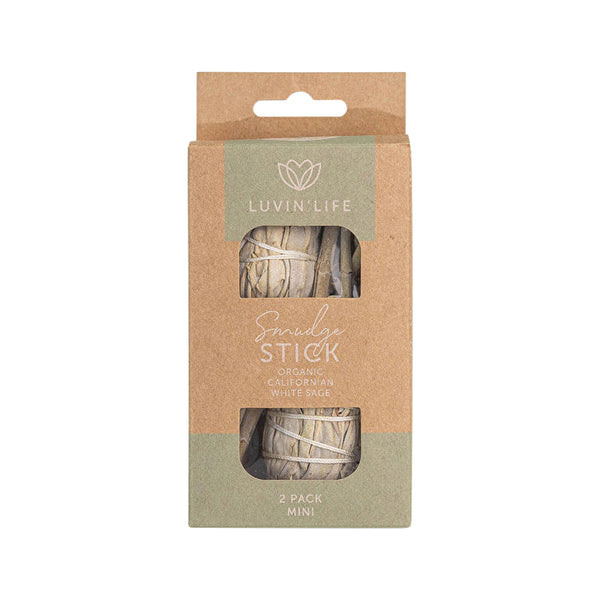 Luvin Life Luvin' Life Organic Californian White Sage Smudge Stick Mini (approx 12cm) x 2 Pack