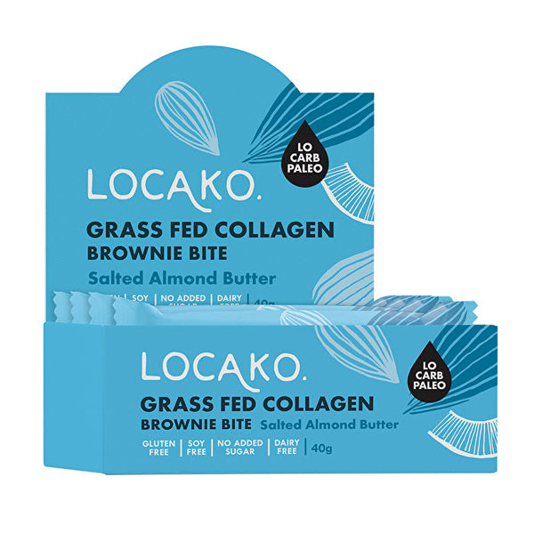 Locako Grass Fed Collagen Brownie Bite Salted Almond Butter 38g x 14 Display