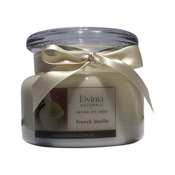 Livinia Natural Livinia Soy Candle Apothecary Jar French Vanilla Fragrance Oil