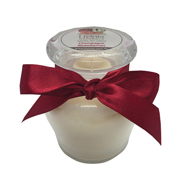 Livinia Natural Livinia Soy Candle Honey Pot Champagne & Strawberry Fragrance Oil