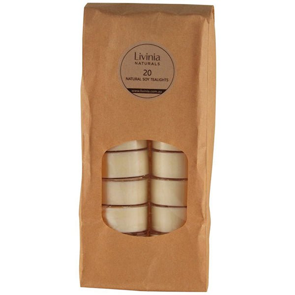 Livinia Natural s Soy Tea Light Candles x 20 Pack