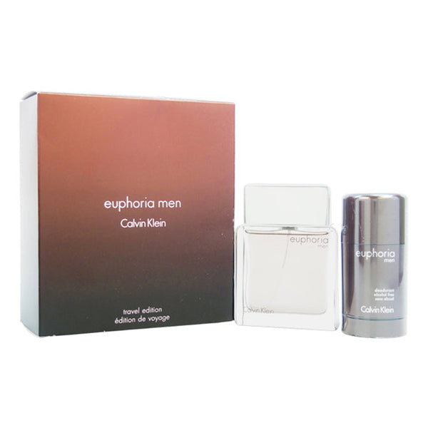 Calvin Klein Euphoria by Calvin Klein for Men - 2 Pc Gift Set 3.4oz EDT Spray, 2.6oz Alcohol Free Deodorant Stick