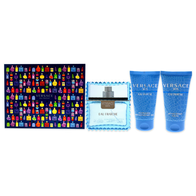 Versace Versace Eau Fraiche by Versace for Men - 3 Pc Gift Set 1.7oz EDT Spray, 1.7oz Bath and Shower Gel, 1.7oz After Shave Balm