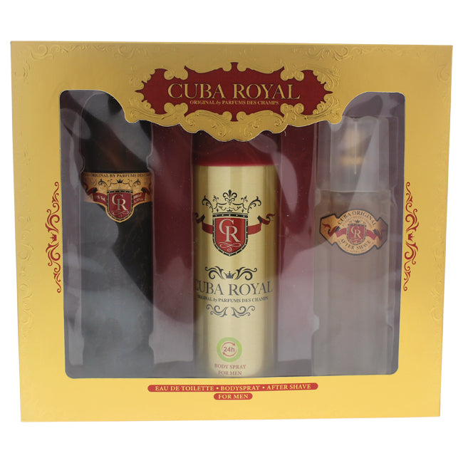 Cuba Cuba Royal by Cuba for Men - 3 Pc Gift Set 3.3oz EDT Spray, 6.7oz Body Spray, 3.3oz After Shave