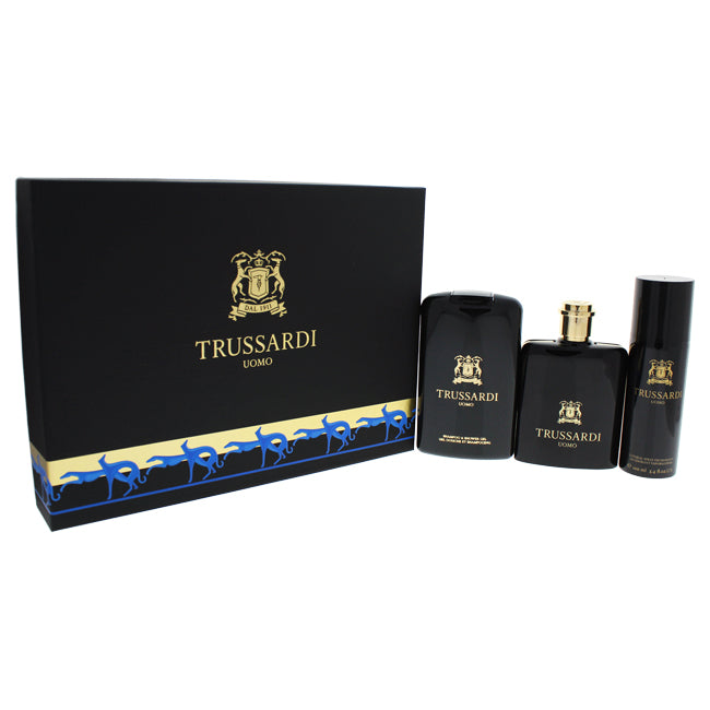 Trussardi Trussardi Uomo by Trussardi for Men - 3 Pc Gift Set 3.4oz EDT Spray, 3.4oz Natural Spray Deodorant, 6.8oz Shampoo & Shower Gel