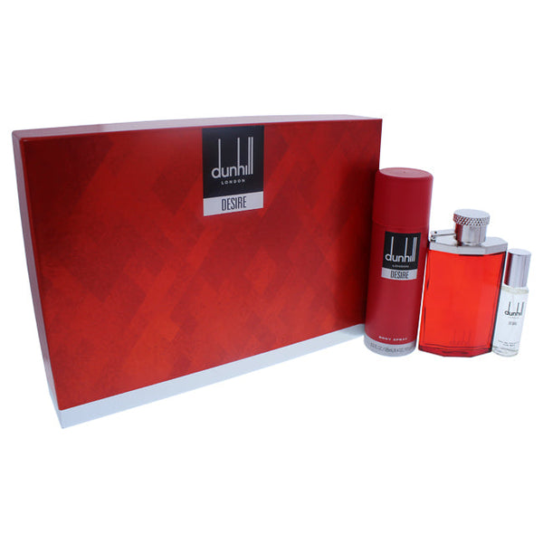 Alfred Dunhill Desire by Alfred Dunhill for Men - 3 Pc Gift Set 3.4oz EDT Spray, 1oz EDT Spray, 6.6oz Body Spray
