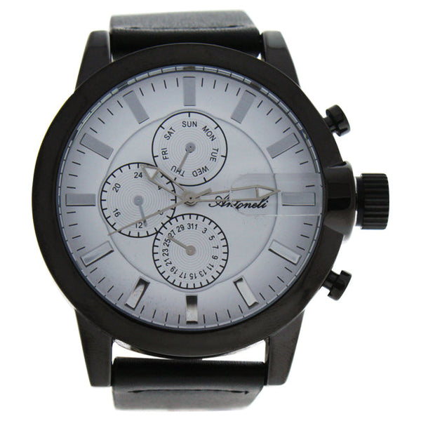 Antoneli AG1901-17 Black/Black Leather Strap Watch by Antoneli for Men - 1 Pc Watch