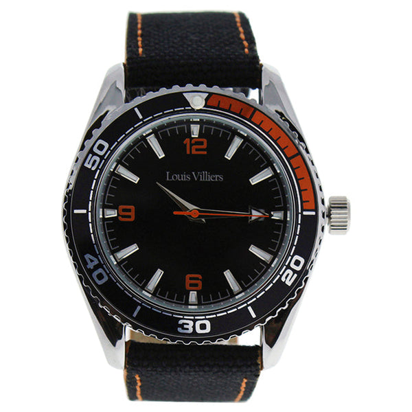 Louis Villiers LV1043 Silver/Black Leather Strap Watch by Louis Villiers for Men - 1 Pc Watch