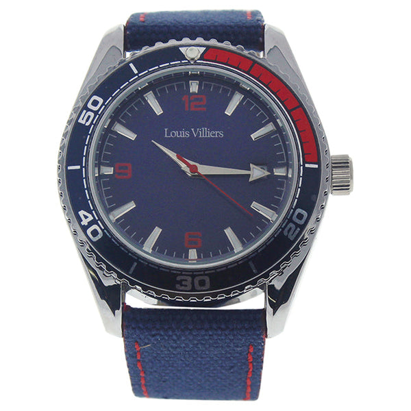 Louis Villiers LV1042 Silver/Blue Leather Strap Watch by Louis Villiers for Men - 1 Pc Watch