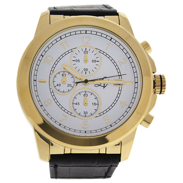 Louis Villiers LV1019 Gold/Black Leather Strap Watch by Louis Villiers for Men - 1 Pc Watch