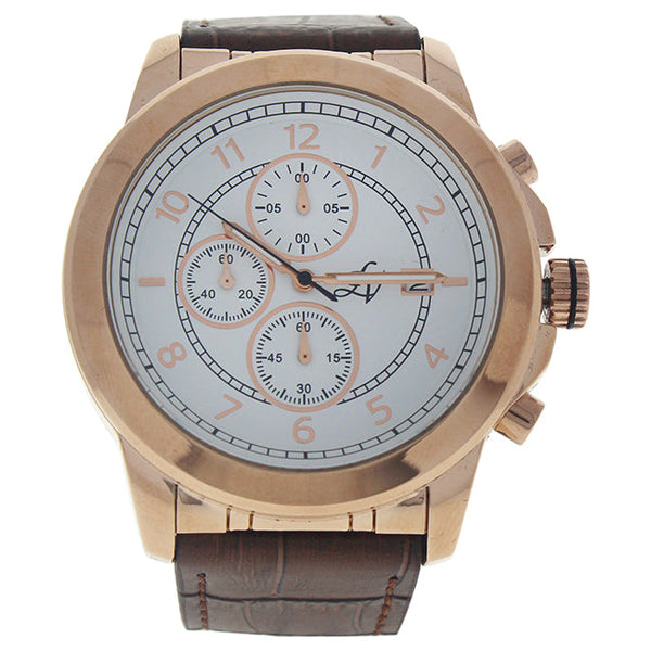 Louis Villiers LV1020 Rose Gold/Brown Leather Strap Watch by Louis Villiers for Men - 1 Pc Watch