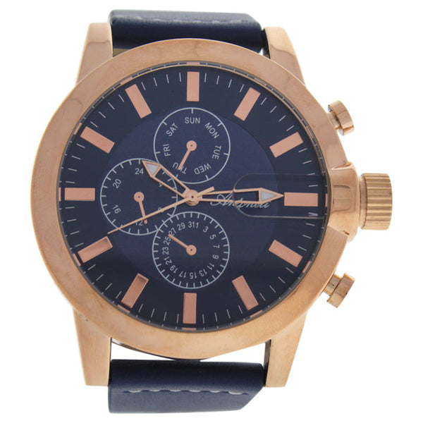 Antoneli AG1901-04 Rose Gold/Blue Leather Strap Watch by Antoneli for Men - 1 Pc Watch