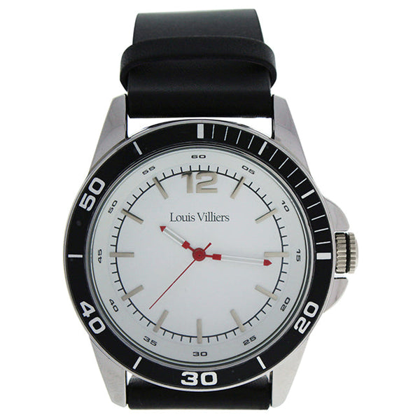 Louis Villiers LV1001 Silver/Black Leather Strap Watch by Louis Villiers for Men - 1 Pc Watch