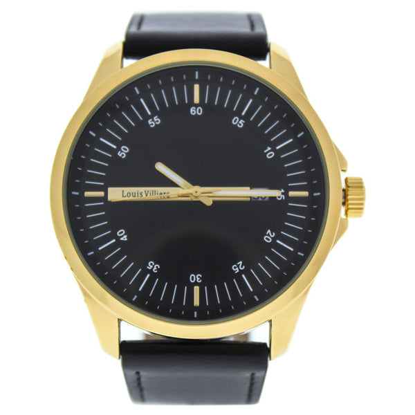 Louis Villiers AG3804-04 Gold/Black Leather Strap Watch by Louis Villiers for Men - 1 Pc Watch