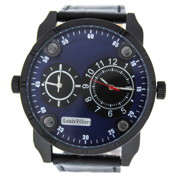 Louis Villiers AG3736-14 Black/Black Leather Strap Watch by Louis Villiers for Men - 1 Pc Watch