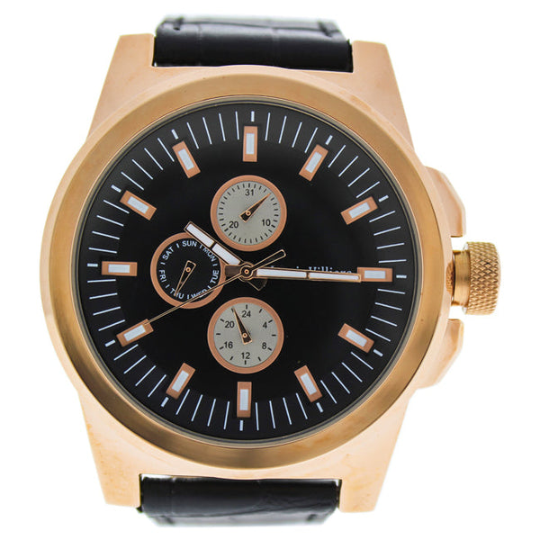 Louis Villiers LVAG3733-2 Rose Gold/Brown Leather Strap Watch by Louis Villiers for Men - 1 Pc Watch
