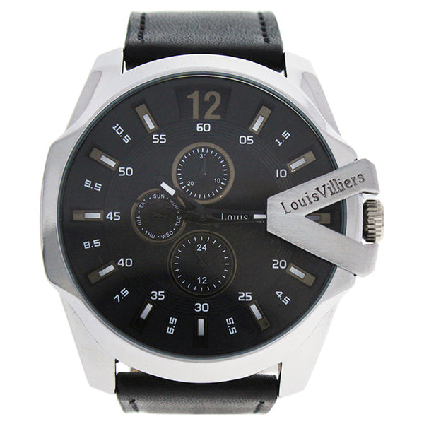 Louis Villiers LVAG8912-21 Silver/Black Leather Strap Watch by Louis Villiers for Men - 1 Pc Watch