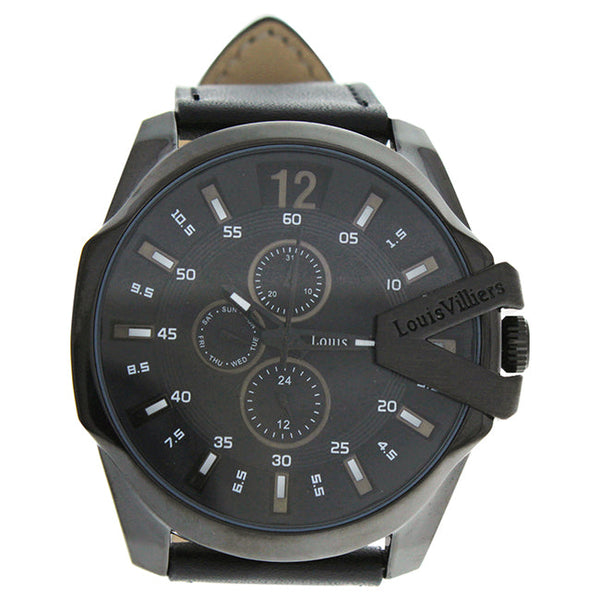 Louis Villiers LVAG8912-8 Black/Black Leather Strap Watch by Louis Villiers for Men - 1 Pc Watch