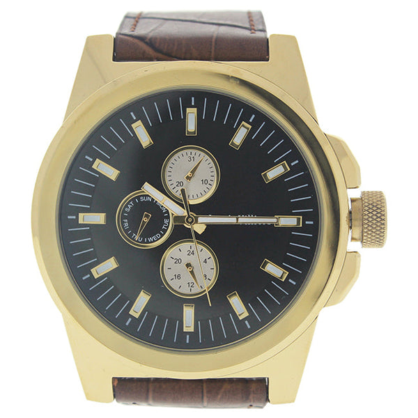 Louis Villiers LVAG3733-18 Gold/Brown Leather Strap Watch by Louis Villiers for Men - 1 Pc Watch