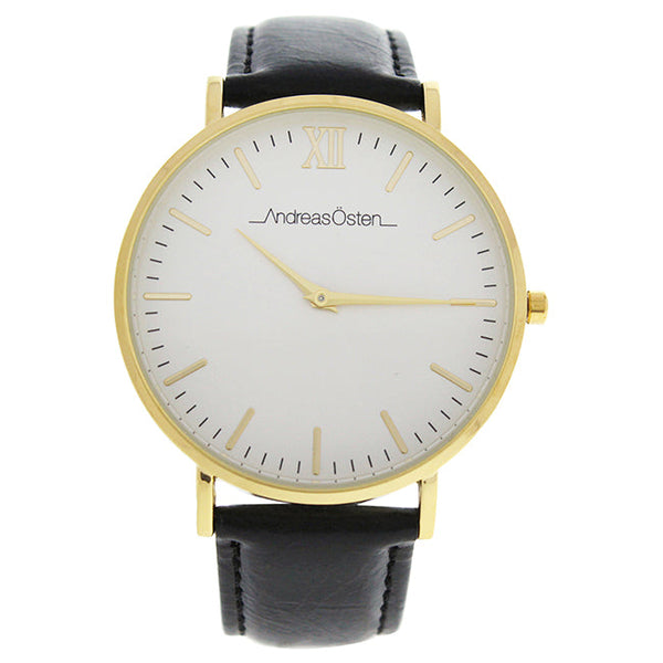 Andreas Osten AO-103 Klassisk - Gold/Black Leather Strap with Blue-White-Red Nylon Strap Watch by Andreas Osten for Men - 1 Pc Watch