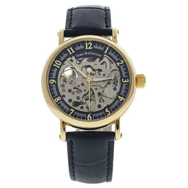 Jean Bellecour REDS27 Gold/Black Leather Strap Watch by Jean Bellecour for Men - 1 Pc Watch