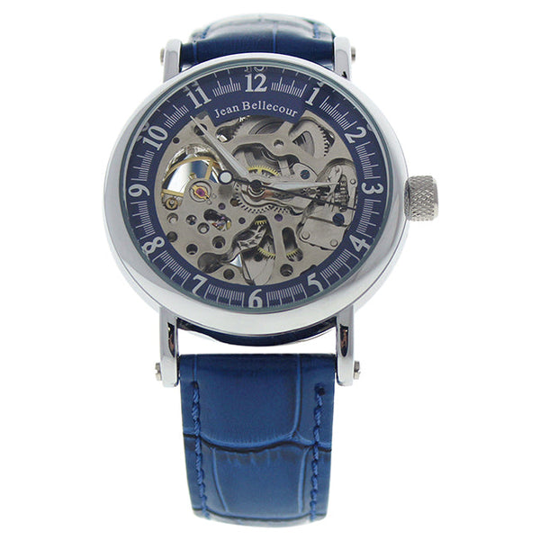 Jean Bellecour REDS29 Silver/Blue Leather Strap Watch by Jean Bellecour for Men - 1 Pc Watch