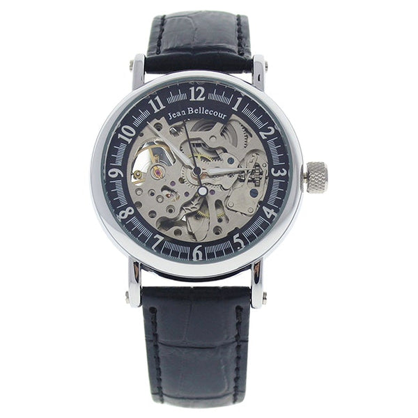 Jean Bellecour REDH2 Silver/Black Leather Strap Watch by Jean Bellecour for Men - 1 Pc Watch