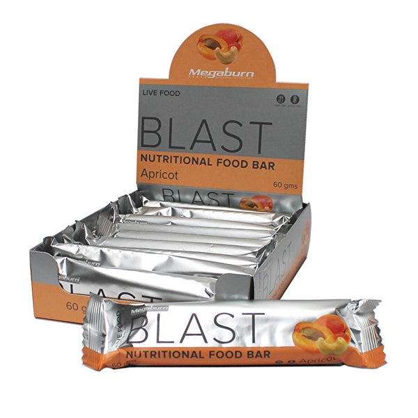 Megaburn Nutritional Live Food Bar Blast (Apricot) 60g x 12 Display