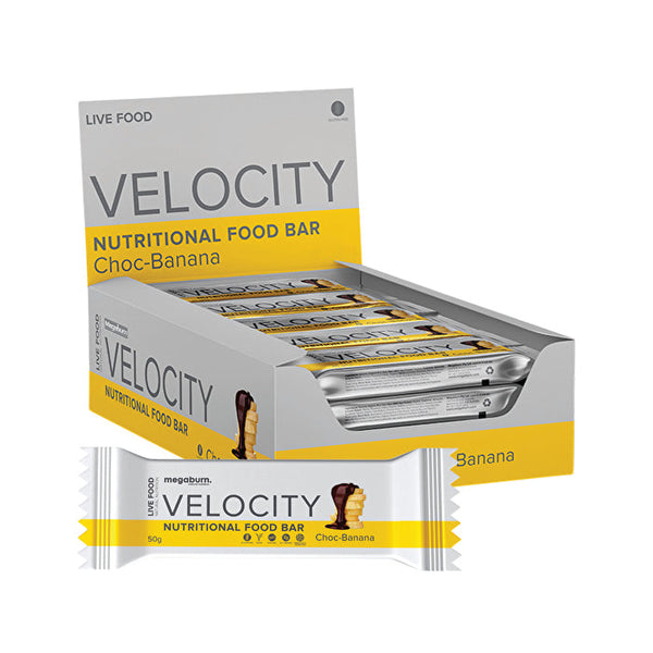 Megaburn Nutritional Live Food Bar Velocity (Choc-Banana) 50g x 10 Display