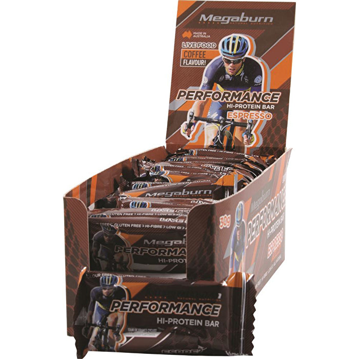 Megaburn Live Food Performance Hi-Protein Bar (Espresso) 30g x 24 Display