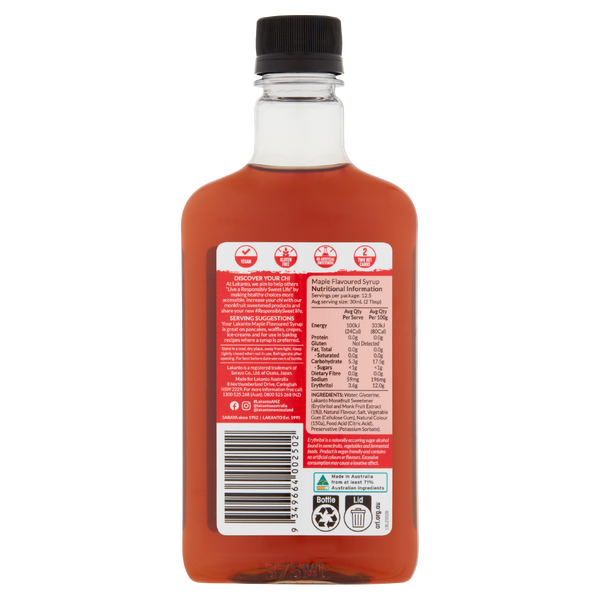 LAKANTO Maple Flavoured Syrup Monkfruit Sweetener 375ml