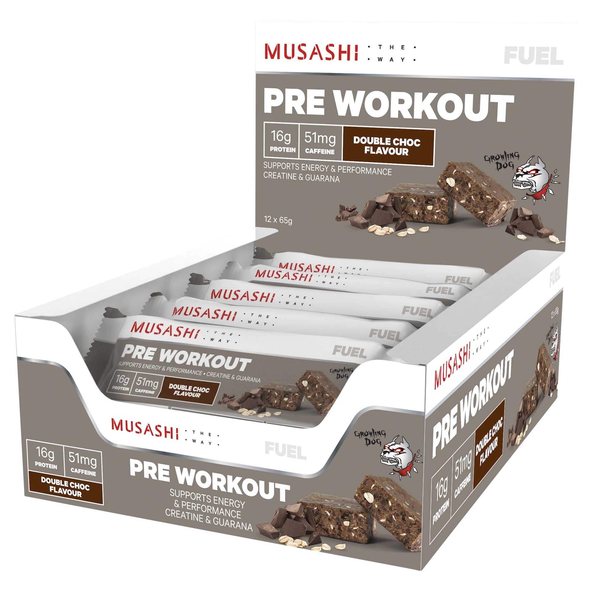 Musashi Fuel Preworkout Double Choc 65g X 12 Fresh Beauty Co. New Zealand