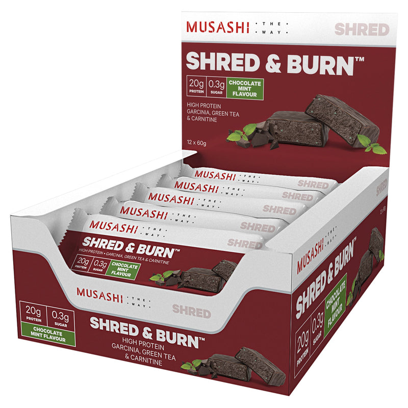 Musashi Shred & Burn Choc Mint 60g X 12