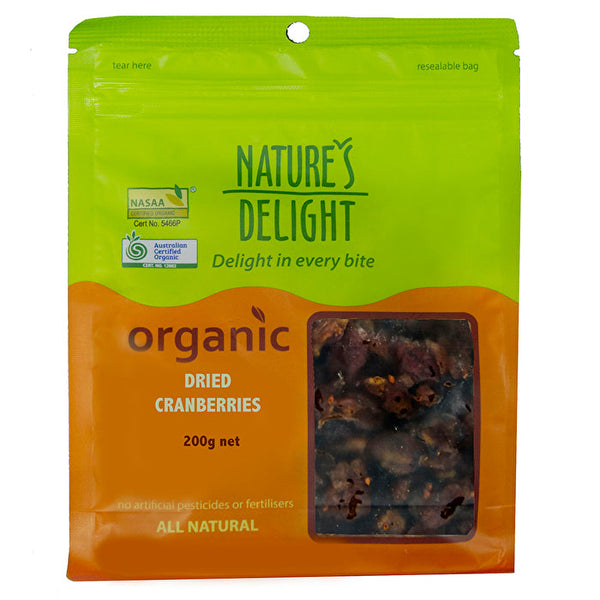 Natures Delight Nature's Delight Organic Dried Cranberries 200g