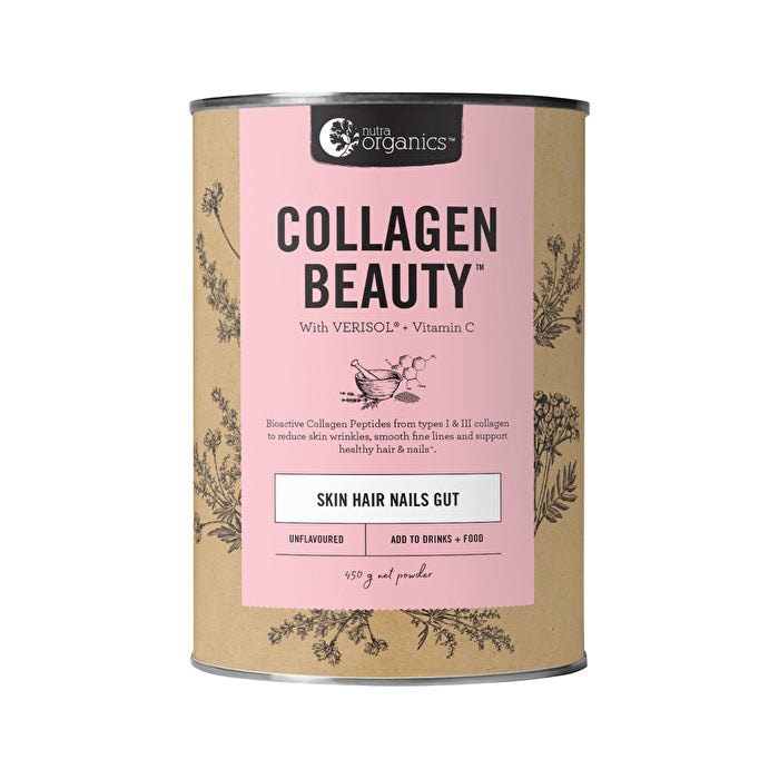 Nutra Organics Collagen Beauty with Verisol + Vitamin C (Skin Hair Nails Gut) Unflavoured 450g