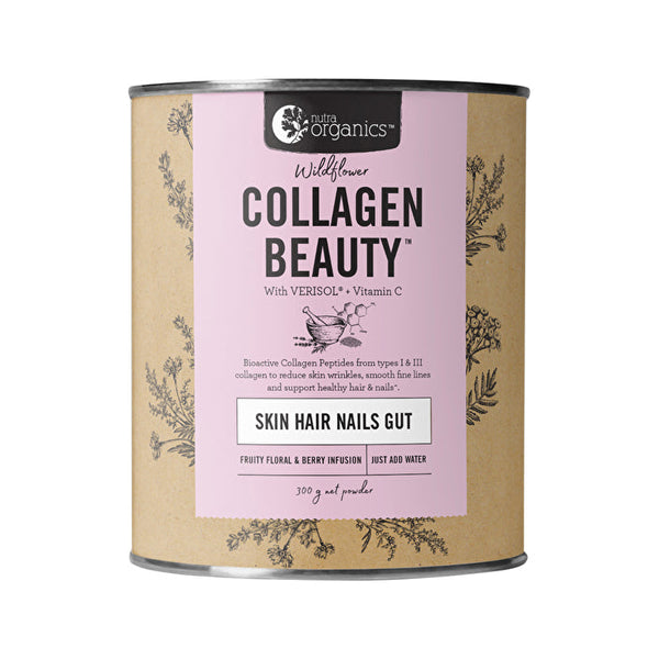 Nutra Organics Collagen Beauty with Verisol + Vitamin C (Skin Hair Nails Gut) Wildflower 300g