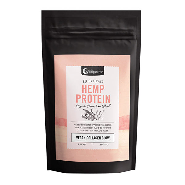 Nutra Organics Hemp Protein (Organic Hemp Pea Blend - Vegan Collagen Glow) Beauty Berries 1kg