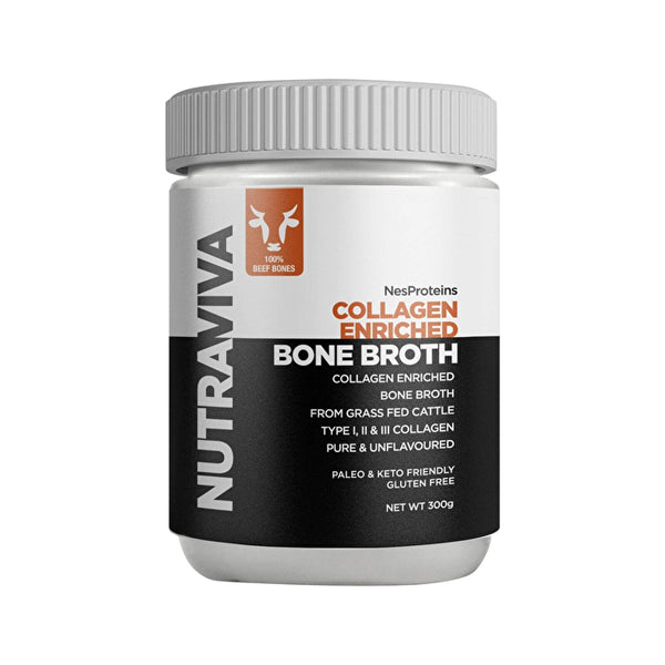 Nutraviva (nes Proteins) NutraViva NesProteins Bone Broth Beef Collagen Enriched Pure & Unflavoured 300g