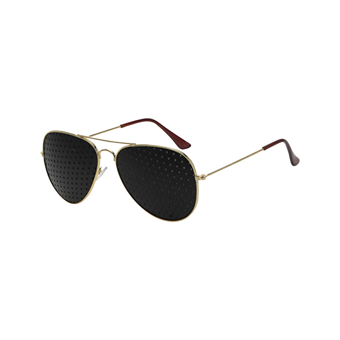 Natural Eye Care Pinhole Glasses Aviator Metal Frame Gold