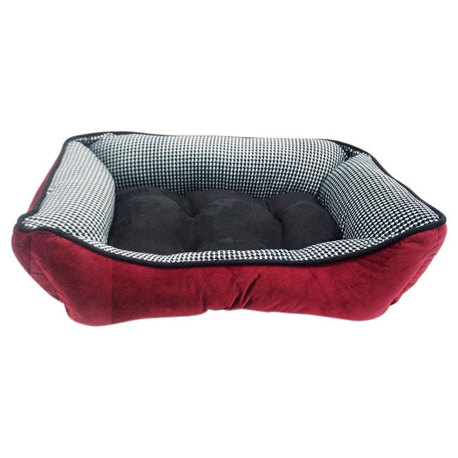 Pet Maison Houndstooth Cuddler Pet Bed by Pet Maison for Unisex - 27 x 21 x 10 Inch Pet Bed