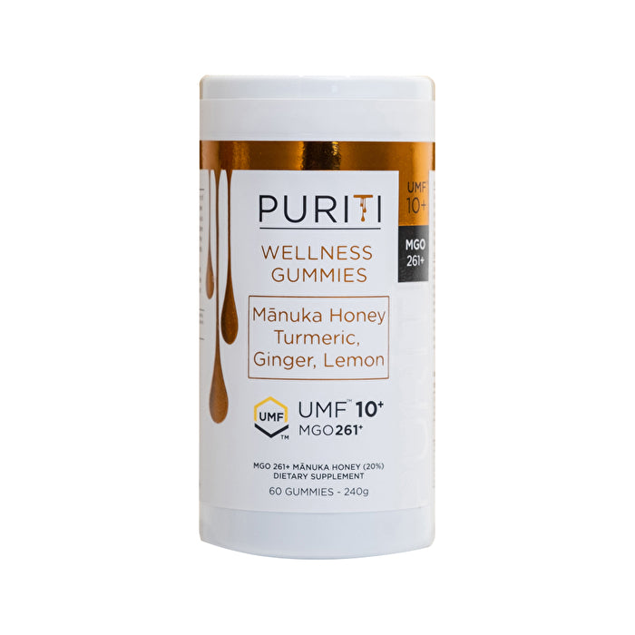 PURITI Wellness Gummies Manuka Honey Turmeric Ginger Lemon (MGO 261+/UMF10+) (60 Gummies) 240g