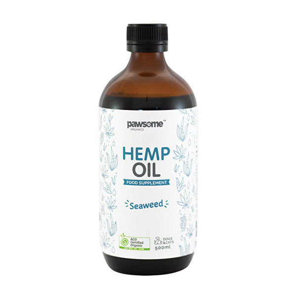 Pawsome Organics Pet Hemp Oil Seaweed (for dogs & cats) 500ml