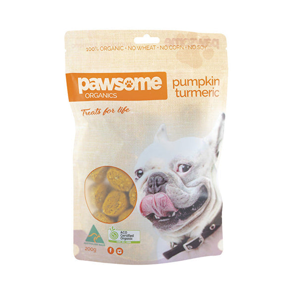 Pawsome Organics Pet Treats Pumpkin & Turmeric 200g